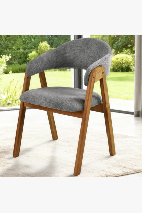 Eichenstuhl mit Armlehnen, grau 2