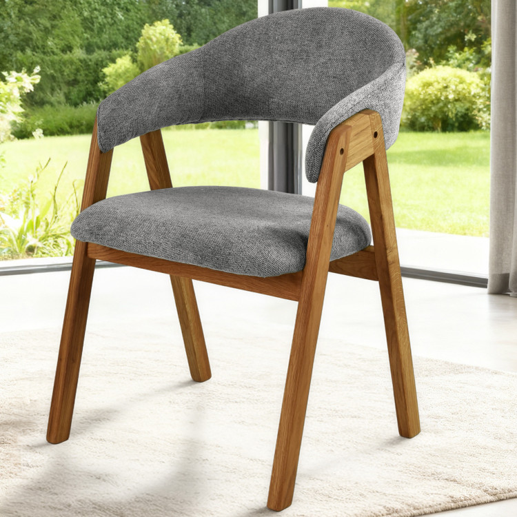 Eichenstuhl mit Armlehnen, grau