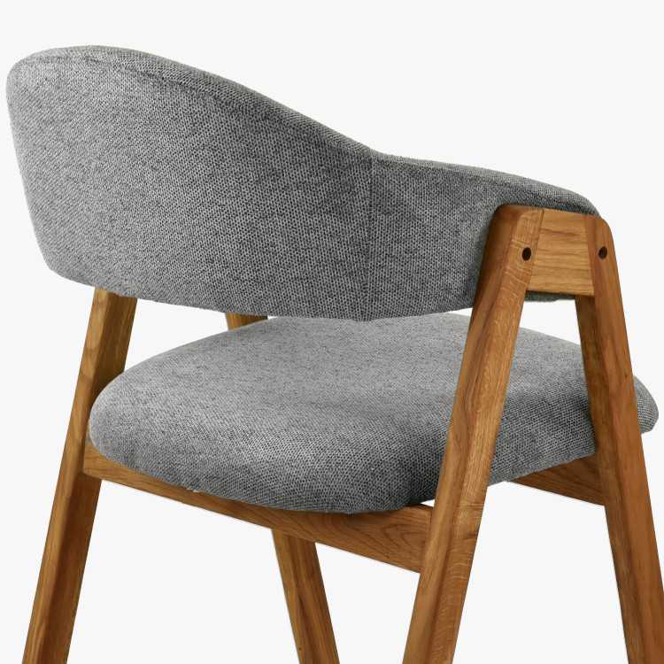 Eichenstuhl mit Armlehnen, grau
