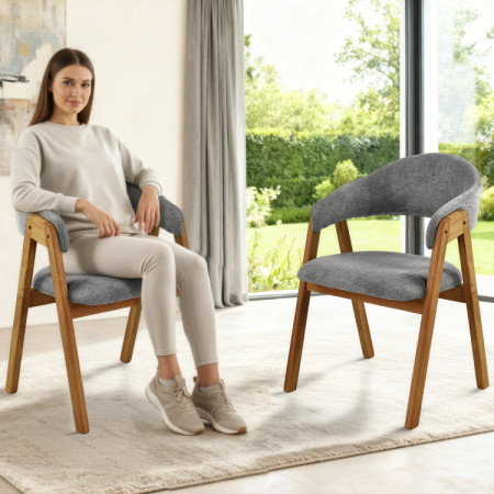 Eichenstuhl mit Armlehnen, grau