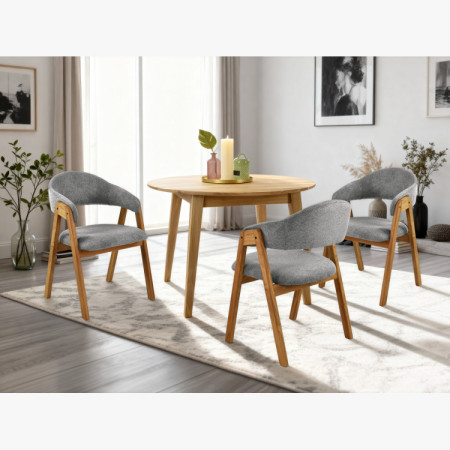 Eichenstuhl mit Armlehnen, grau