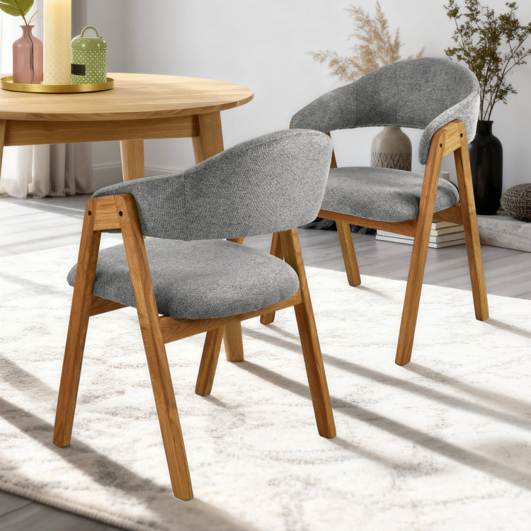 Eichenstuhl mit Armlehnen, grau