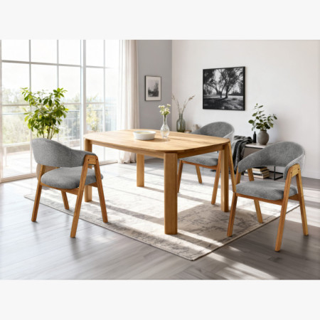 Eichenstuhl mit Armlehnen, grau