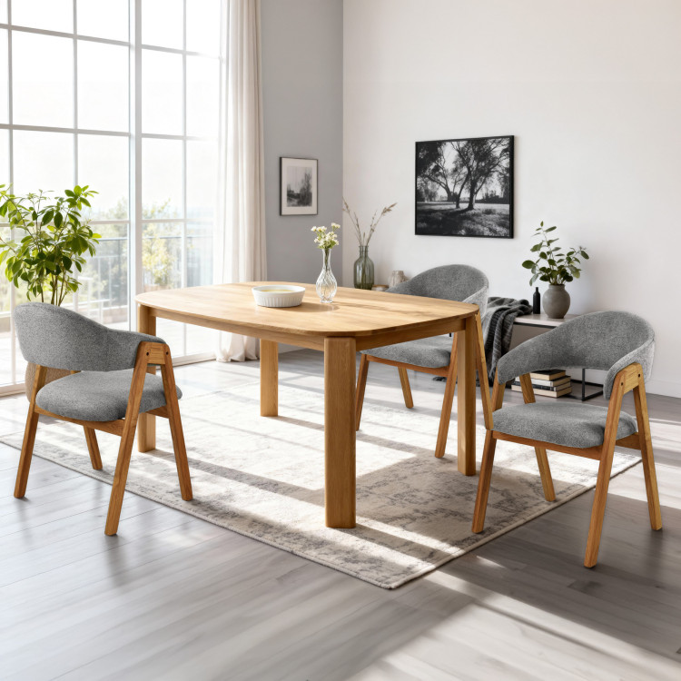 Eichenstuhl mit Armlehnen, grau