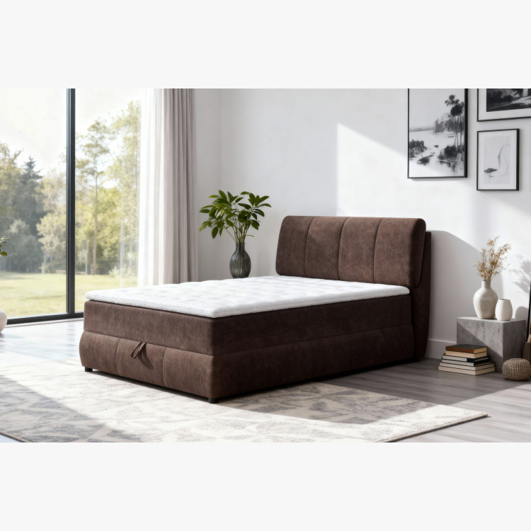 Kontinentales Bett mit Stauraum 120 x 200 cm - Braun