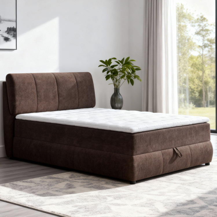 Kontinentalbett mit Stauraum 90 x 200 cm - braun