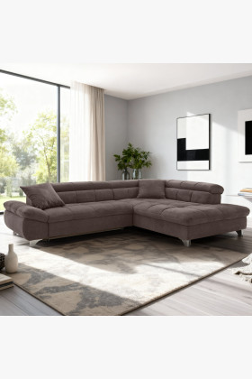 R Eckcouch mit Schlaffunktion Farbe Braun, Eck rechts 2