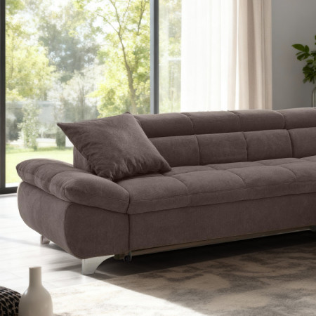 R Eckcouch mit Schlaffunktion Farbe Braun, Eck rechts