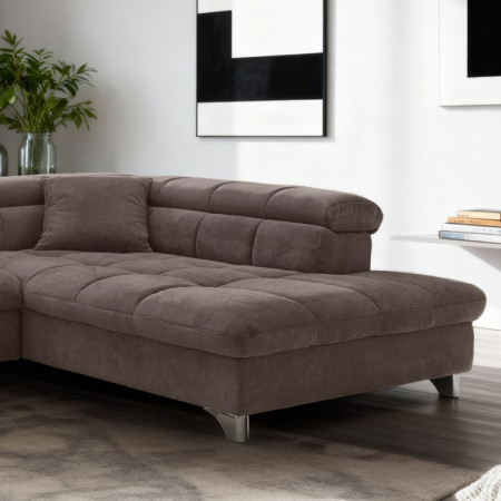 R Eckcouch mit Schlaffunktion Farbe Braun, Eck rechts