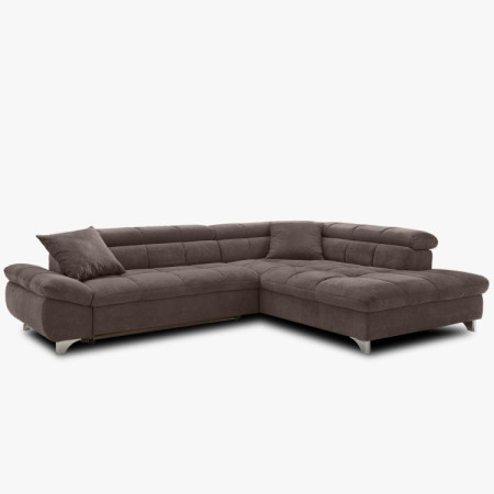 R Eckcouch mit Schlaffunktion Farbe Braun, Eck rechts