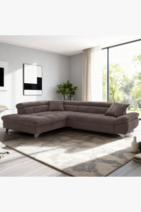 Ecksofa mit Schlaffunktion Farbe Braun, Eck links 2