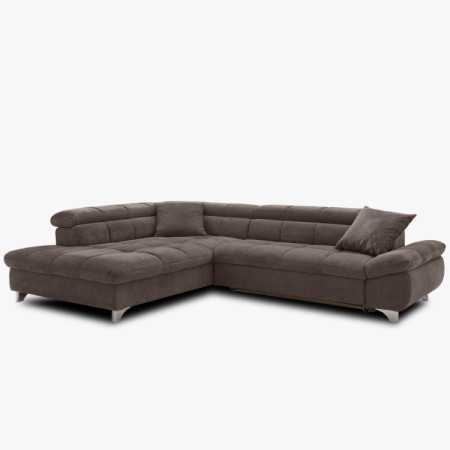 Ecksofa mit Schlaffunktion Farbe Braun, Eck links