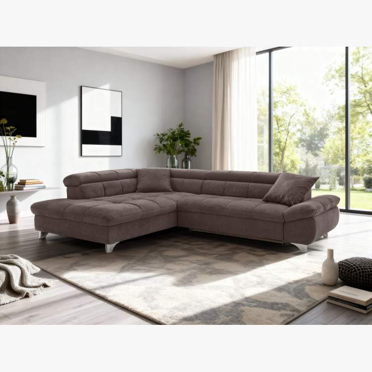 Ecksofa mit Schlaffunktion Farbe Braun, Eck links