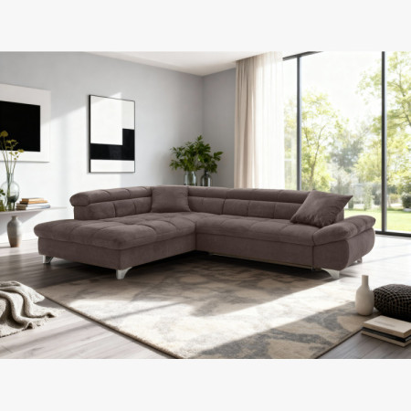 Ecksofa mit Schlaffunktion Farbe Braun, Eck links