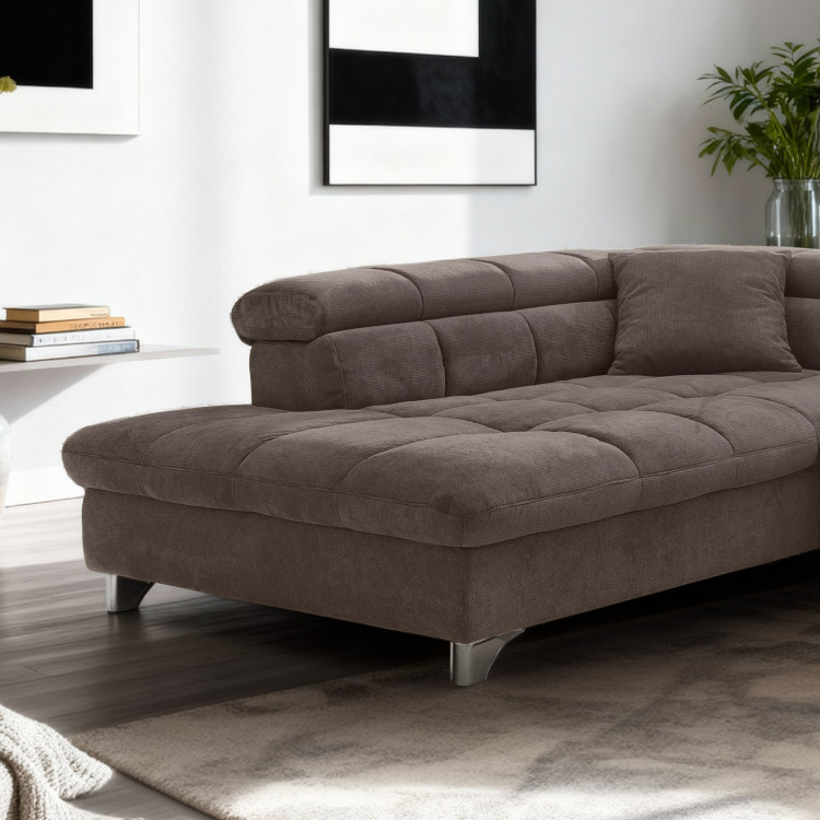 Ecksofa mit Schlaffunktion Farbe Braun, Eck links