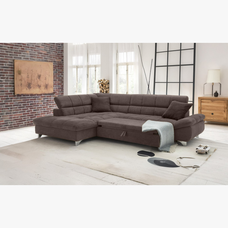 Ecksofa mit Schlaffunktion Farbe Braun, Eck links