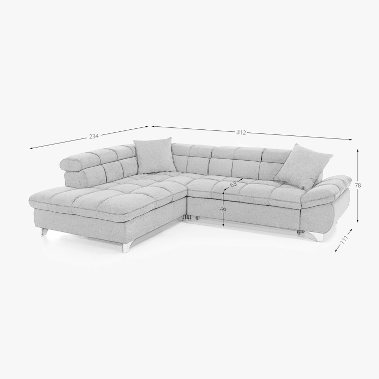 Ecksofa mit Schlaffunktion Farbe Braun, Eck links