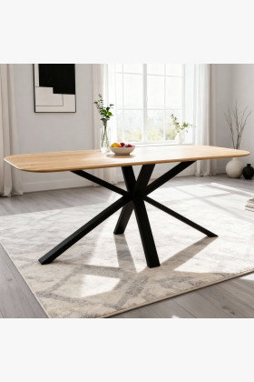 Dubový Tisch mit einem X-förmigen Metallbein 180 x 90 cm