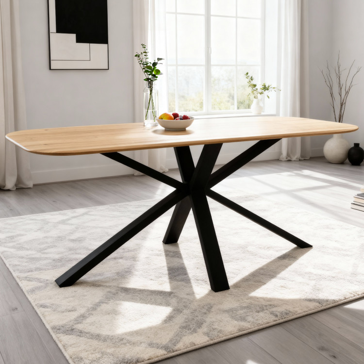 Dubový Tisch mit einem X-förmigen Metallbein 180 x 90 cm