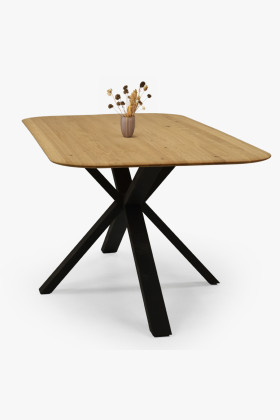 Dubový Tisch mit einem X-förmigen Metallbein 180 x 90 cm 2