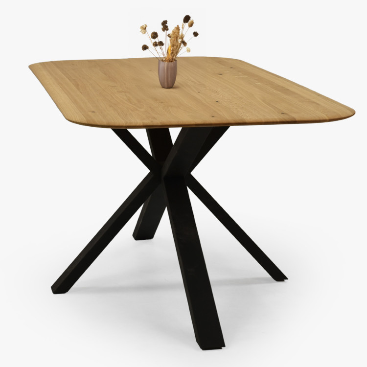 Dubový Tisch mit einem X-förmigen Metallbein 180 x 90 cm