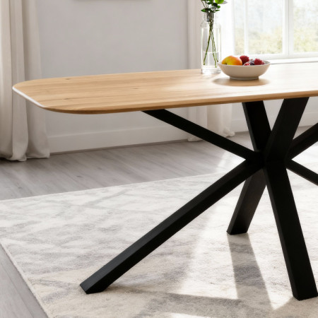 Dubový Tisch mit einem X-förmigen Metallbein 180 x 90 cm