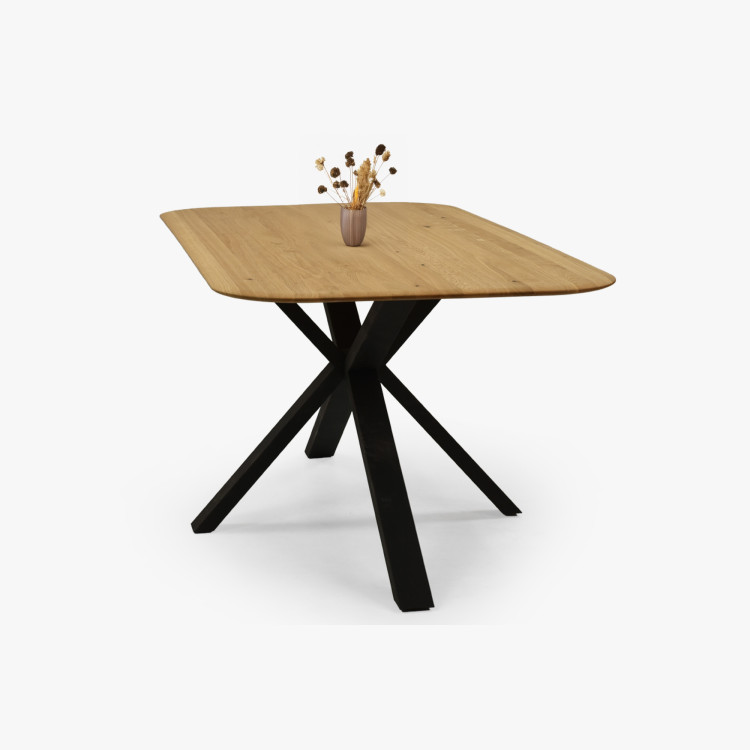 Dubový Tisch mit einem X-förmigen Metallbein 180 x 90 cm