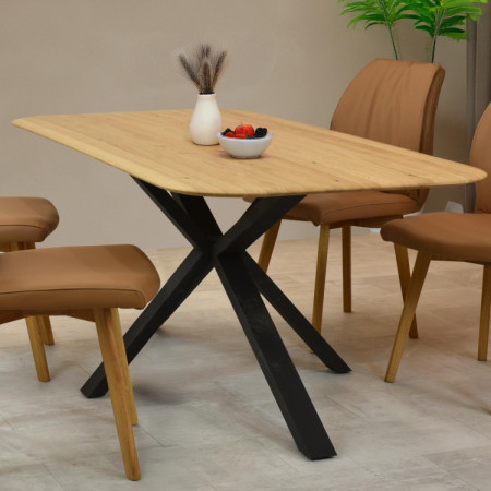 Dubový Tisch mit einem X-förmigen Metallbein 180 x 90 cm
