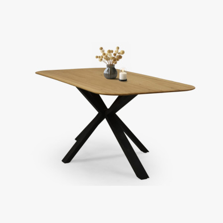 Dubový Tisch mit einem X-förmigen Metallbein 180 x 90 cm