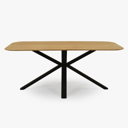Dubový Tisch mit einem X-förmigen Metallbein 180 x 90 cm