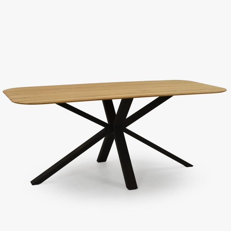 Dubový Tisch mit einem X-förmigen Metallbein 180 x 90 cm