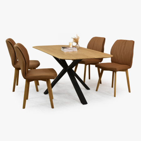 Dubový Tisch mit einem X-förmigen Metallbein 180 x 90 cm