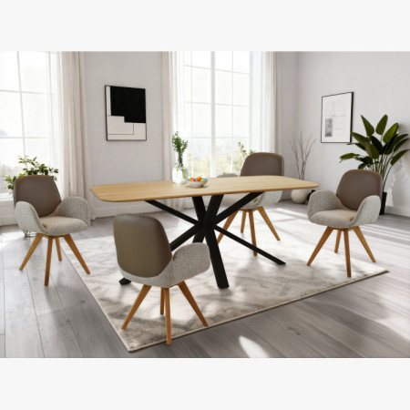 Dubový Tisch mit einem X-förmigen Metallbein 180 x 90 cm