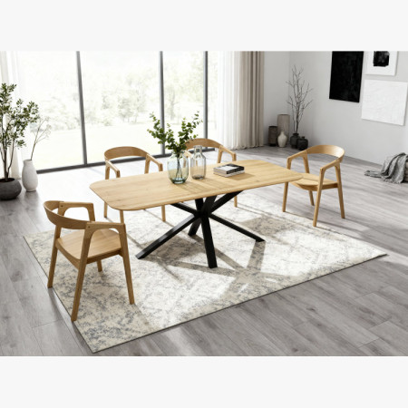 Dubový Tisch mit einem X-förmigen Metallbein 180 x 90 cm