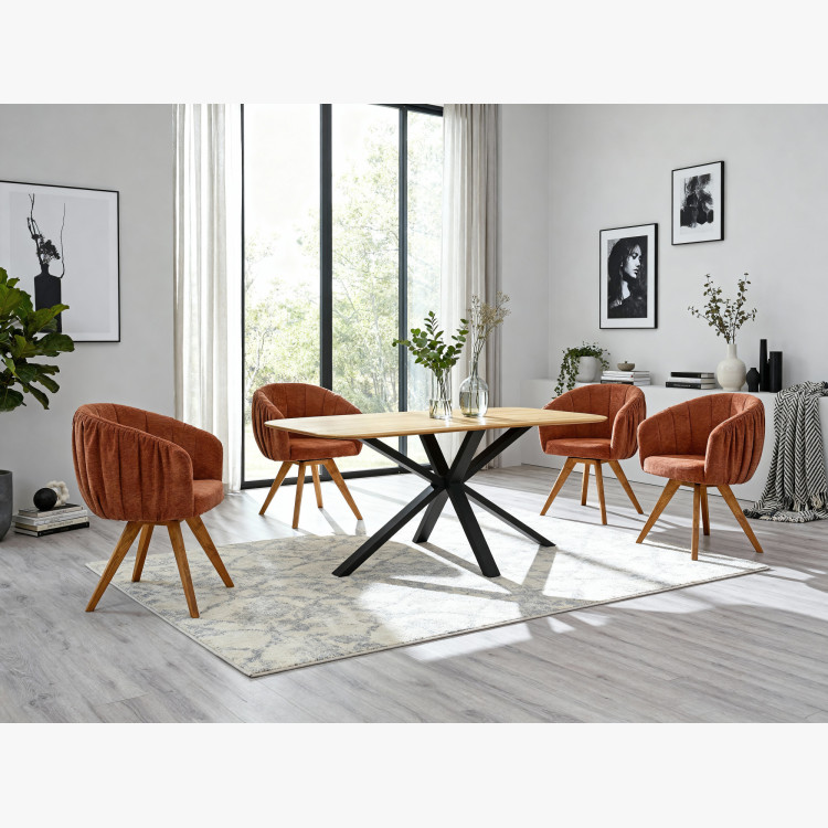 Dubový Tisch mit einem X-förmigen Metallbein 180 x 90 cm