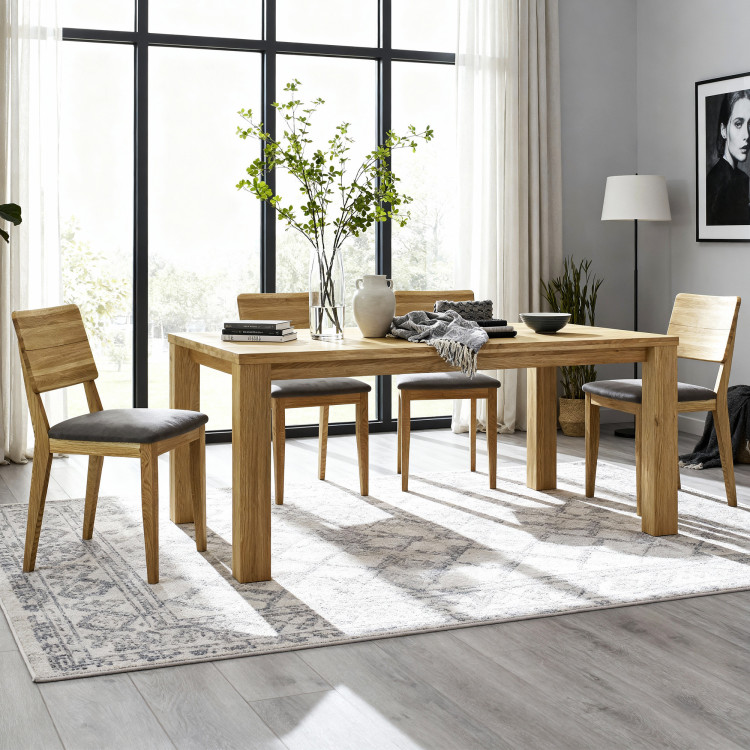 Eiche Tisch 180 x 90 cm und 4 Holzstühle