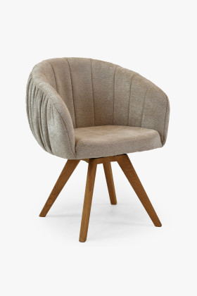 Drehbarer Eichenstuhl mit Armlehnen Grau gepolstert