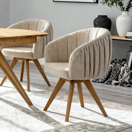 Eichen Drehsessel mit Armlehnen grau