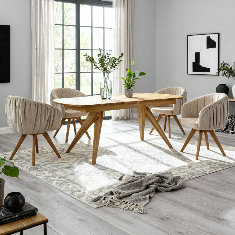 Eichen Drehsessel mit Armlehnen grau