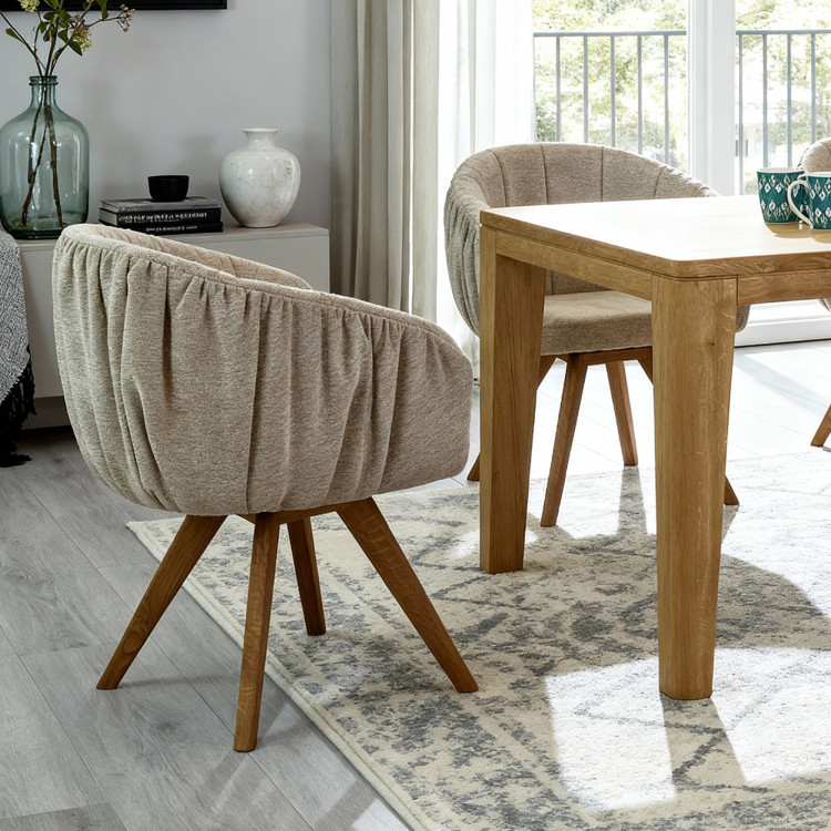 Eichen Drehsessel mit Armlehnen grau