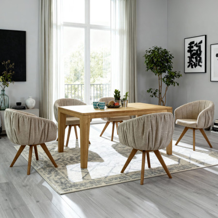 Eichen Drehsessel mit Armlehnen grau