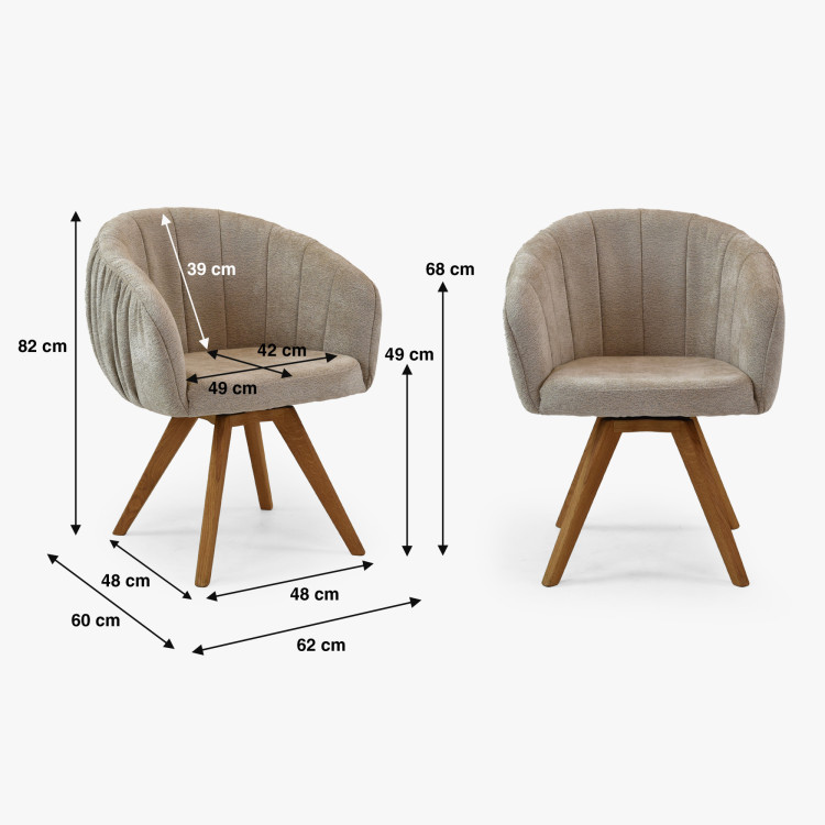 Eichen Drehsessel mit Armlehnen grau