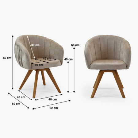 Eichen Drehsessel mit Armlehnen grau