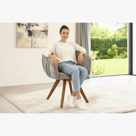 Eichen Drehsessel mit Armlehnen grau