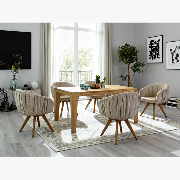 Eichen Drehsessel mit Armlehnen grau