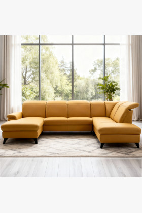 Luxuriöse Ledersitzgarnitur Magma in U-Form 2