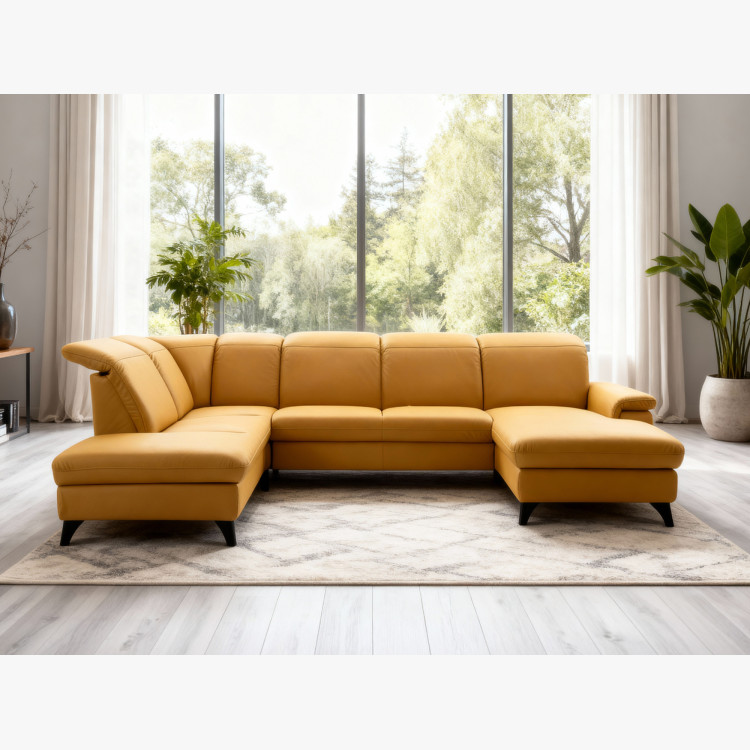 Luxuriöse Ledersitzgarnitur Magma in U-Form