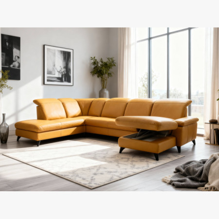 Luxuriöse Ledersitzgarnitur Magma in U-Form