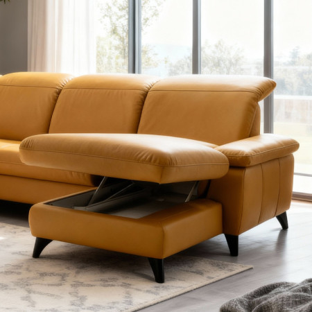 Luxuriöse Ledersitzgarnitur Magma in U-Form