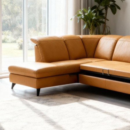 Luxuriöse Ledersitzgarnitur Magma in U-Form